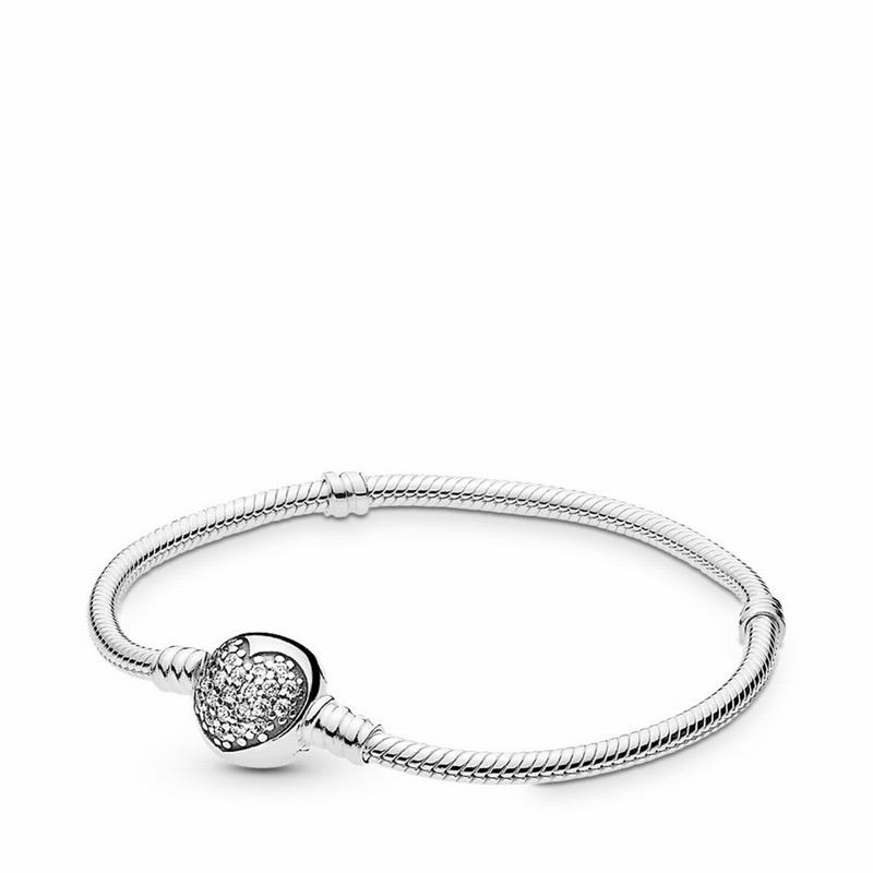 Pandora Sparkling Heart Bracelet Ireland - Sterling Silver/Cubic Zirconia - 592814LFB